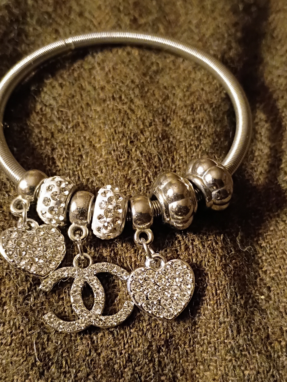 Silver-Tone Heart & Logo Charm Bracelet - Silver